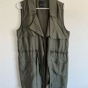 Trouve Olive Green Sleeveless Utility Duster